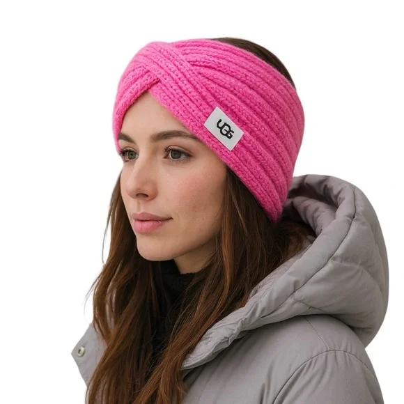 UGG Vibrant Pink Knit Headband Amazon.com: C.C Soft Stretch Winter Warm Cable Knit Fuzzy  main image 3